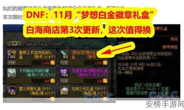 DNF 梦想白金徽章礼盒价格大揭秘及获取攻略