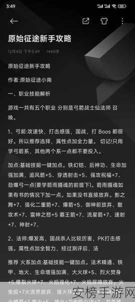 原始征途手游职业争霸，揭秘最强职业背后的秘密